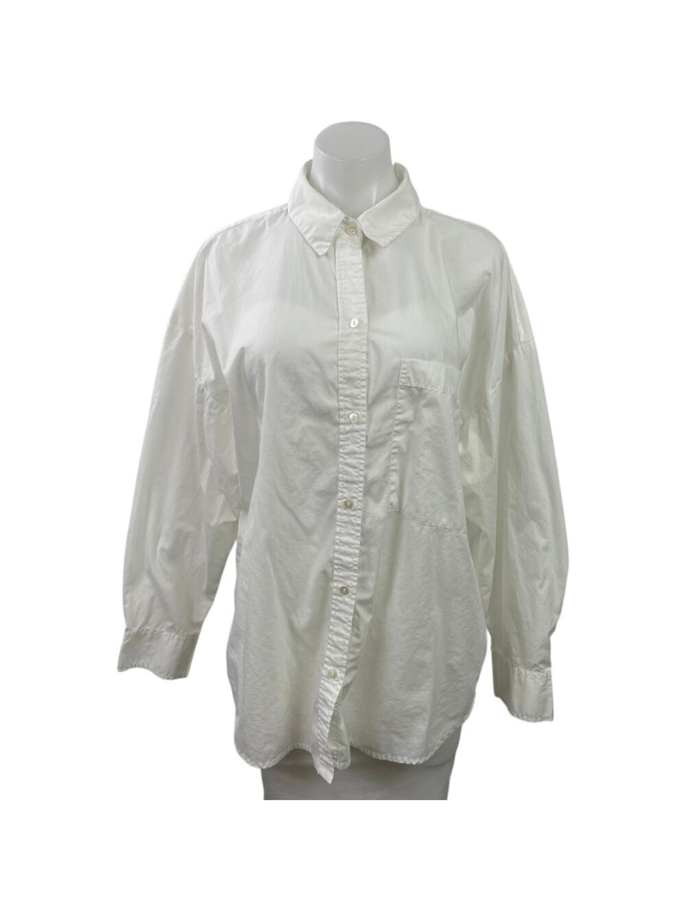 Abercrombie & Fitch Women's White Oversized Long Sleeve Button Down Shirt Size L